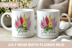 Mom July birth flower mug wrap, Mothers day mug wrap Product Image 1