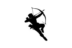 Jumping Archer Mid-Air Silhouette Illustration Design Product Image 1