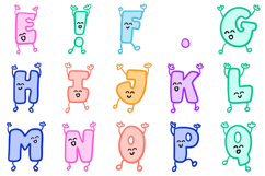 Jumping Letters Font Doodle Lettering Cartoon Characters ABC Product Image 3