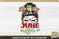 June Girl PNG Design. 300dpi PNG Digital File for sublimation, iron-on transfer, DTG printing or other print projects.