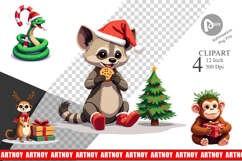 Christmas Jungle Animals Clipart Product Image 1