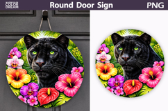 Tropical Black Panther Door Sign | Jungle Floral Decor Product Image 1