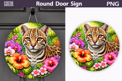 Tropical Ocelot Door Sign | Jungle Floral Decor Product Image 1