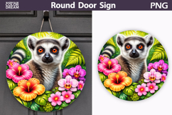 Tropical Lemur Door Sign | Jungle Floral Decor Product Image 1