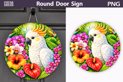 Tropical Cockatoo Door Sign | Jungle Floral Decor Product Image 1