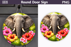 Tropical Elephant Door Sign | Jungle Animal Floral Decor Product Image 1