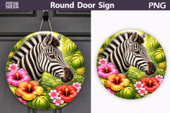 Tropical Zebra Door Sign | Jungle Animal Floral Decor Product Image 1