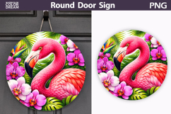 Tropical Flamingo Door Sign | Jungle Animal Floral Decor Product Image 1