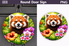 Red Panda Door Sign | Tropical Jungle Animal Floral Decor Product Image 1