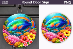 Tropical Reef Fish Door Sign | Ocean Floral Decor Product Image 1