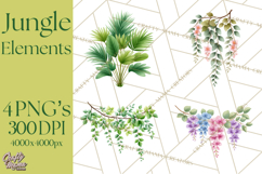 Jungle Plants Clipart, Tropical Leaves PNG, Watercolor Ferns Product Image 1