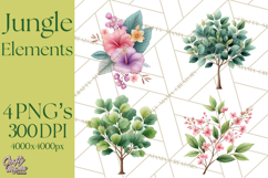 Jungle Plants Clipart, Tropical Leaves PNG, Watercolor Ferns Product Image 1