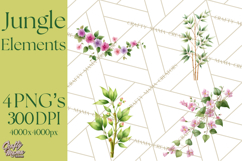 Jungle Plants Clipart, Tropical Leaves PNG, Watercolor Ferns Product Image 1