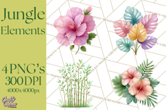 Jungle Plants Clipart, Tropical Leaves PNG, Watercolor Ferns Product Image 1