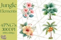 Jungle Plants Clipart, Tropical Leaves PNG, Watercolor Ferns Product Image 1