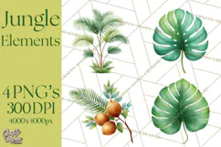 Jungle Plants Clipart, Tropical Leaves PNG, Watercolor Ferns Product Image 1
