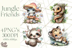 Jungle Friends, Safari Animals, Tropical Clipart Png Product Image 1