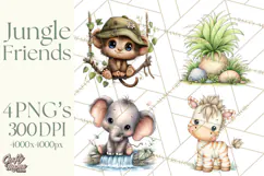Jungle Friends, Safari Animals, Tropical Clipart Png Product Image 1