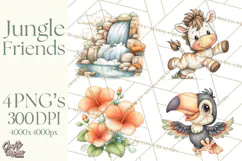Jungle Friends, Safari Animals, Tropical Clipart Png Product Image 1