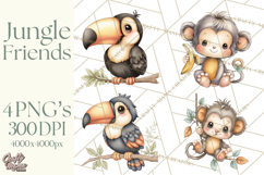Jungle Friends, Safari Animals, Tropical Clipart Png Product Image 1