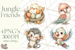 Jungle Friends, Safari Animals, Tropical Clipart Png Product Image 1