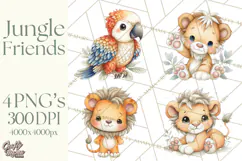 Jungle Friends, Safari Animals, Tropical Clipart Png Product Image 1