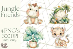Jungle Friends, Safari Animals, Tropical Clipart Png Product Image 1