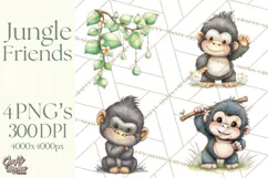Jungle Friends, Safari Animals, Tropical Clipart Png Product Image 1