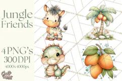 Jungle Friends, Safari Animals, Tropical Clipart Png Product Image 1