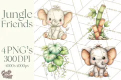Jungle Friends, Safari Animals, Tropical Clipart Png Product Image 1