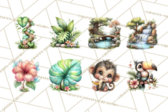 Tropical Jungle Clipart PNG, Wild Animals Nature Elements Product Image 7
