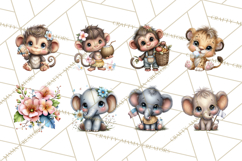 Tropical Jungle Clipart PNG, Wild Animals Nature Elements Product Image 2