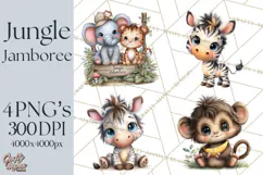 Tropical Jungle Clipart PNG, Wild Animals Nature Elements Product Image 1