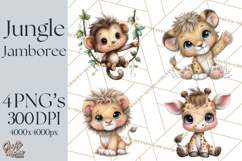 Tropical Jungle Clipart PNG, Wild Animals Nature Elements Product Image 1