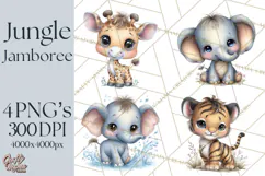 Tropical Jungle Clipart PNG, Wild Animals Nature Elements Product Image 1