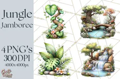 Tropical Jungle Clipart PNG, Wild Animals Nature Elements Product Image 1