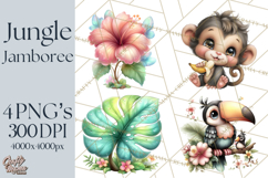 Tropical Jungle Clipart PNG, Wild Animals Nature Elements Product Image 1