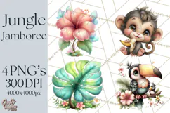 Tropical Jungle Clipart PNG, Wild Animals Nature Elements Product Image 1