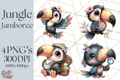 Tropical Jungle Clipart PNG, Wild Animals Nature Elements Product Image 1