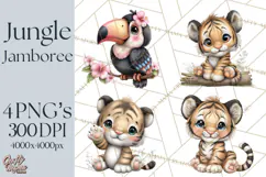 Tropical Jungle Clipart PNG, Wild Animals Nature Elements Product Image 1