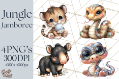 Tropical Jungle Clipart PNG, Wild Animals Nature Elements Product Image 1