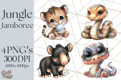 Tropical Jungle Clipart PNG, Wild Animals Nature Elements Product Image 1