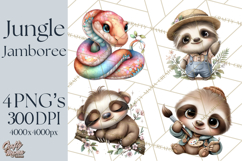 Tropical Jungle Clipart PNG, Wild Animals Nature Elements Product Image 1
