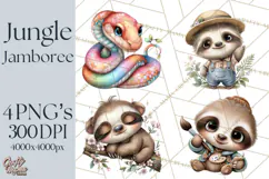 Tropical Jungle Clipart PNG, Wild Animals Nature Elements Product Image 1