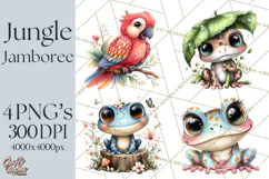 Tropical Jungle Clipart PNG, Wild Animals Nature Elements Product Image 1