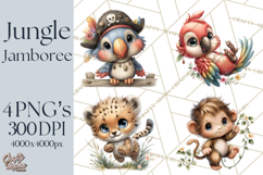 Tropical Jungle Clipart PNG, Wild Animals Nature Elements Product Image 1