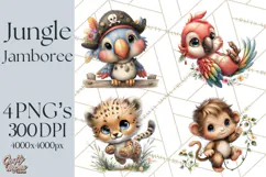 Tropical Jungle Clipart PNG, Wild Animals Nature Elements Product Image 1