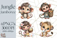 Tropical Jungle Clipart PNG, Wild Animals Nature Elements Product Image 1