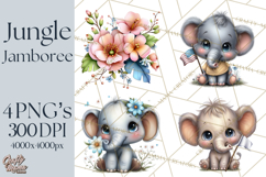 Tropical Jungle Clipart PNG, Wild Animals Nature Elements Product Image 1