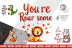 Jungle Sweethearts Valentine Clipart Product Image 1